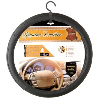 COUVRE VOLANT VAN 42CM CUIR NOIR