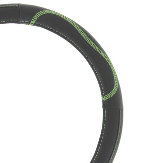 COUVRE VOLANT NOIR SURPIQURE VERTE  2