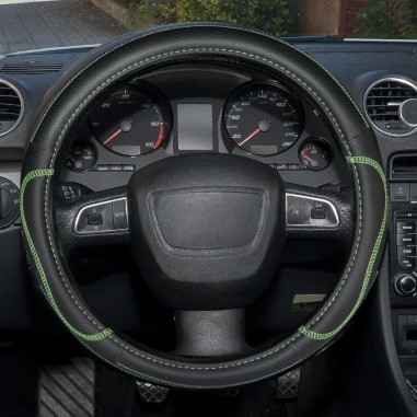 COUVRE VOLANT NOIR SURPIQURE VERTE 