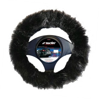 COUVRE VOLANT FLUFFY NOIR