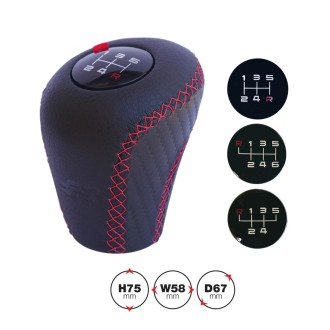 POMMEAU SLICK RED SIMILI CUIR NOIR