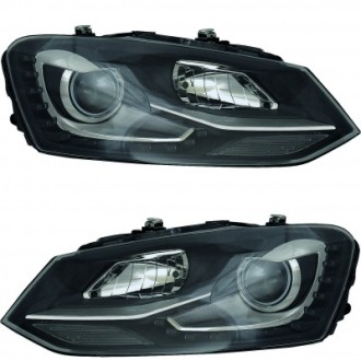 PHARE VW POLO 6R LOOK GTI NOIR ACCENT CHROME
