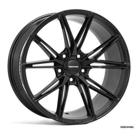 4 JANTES VEEMAN ASYMETRIQUE V- FS49 19X8.5 ET 19X9.5 5X120 NOIR BRILLANT