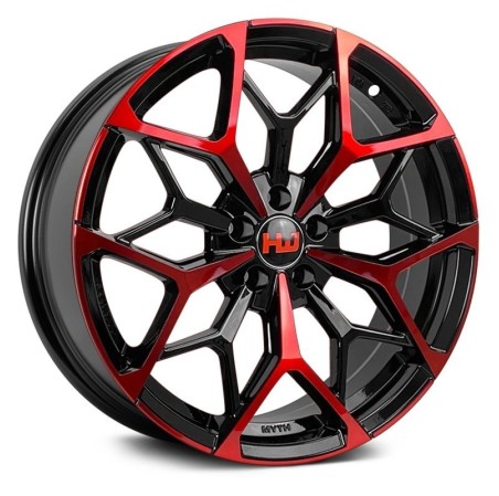 4 JANTES HM1 17X7.5 5X112/114 NOIR ROUGE POLI