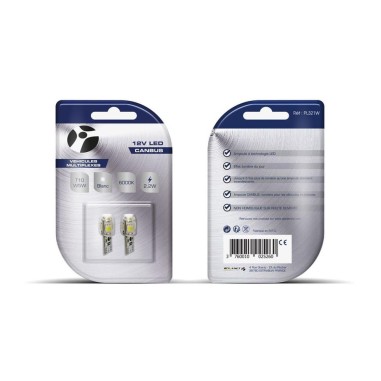 2 AMPOULES LEDS T10 W5W SMD CANBUS