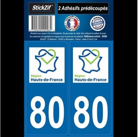 ADHESIFS REGION DEPARTEMENT 80 HAUTS DE FRANCE X2