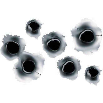 ADHESIF 7 BULLET HOLES NOIR METAL