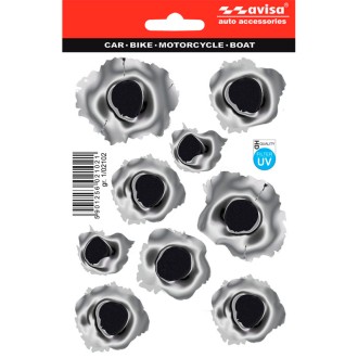 ADHESIF 9 BULLET HOLES NOIR METAL