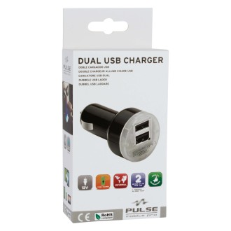 CHARGEUR USB DUAL 2.1MA PULSE NOIR 2