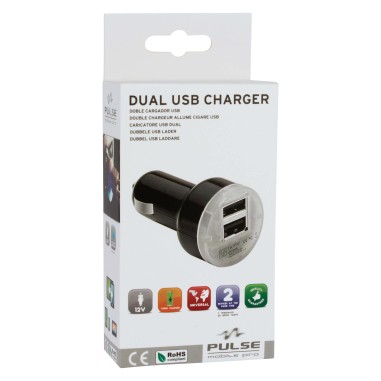 CHARGEUR USB DUAL 2.1MA PULSE NOIR