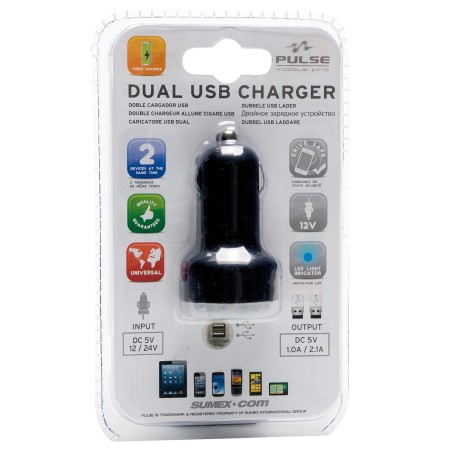 CHARGEUR USB DUAL 2.1MA PULSE NOIR