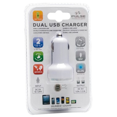 CHARGEUR USB DUAL MOBILE PRO BLANC