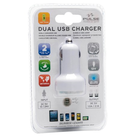 CHARGEUR USB DUAL MOBILE PRO BLANC