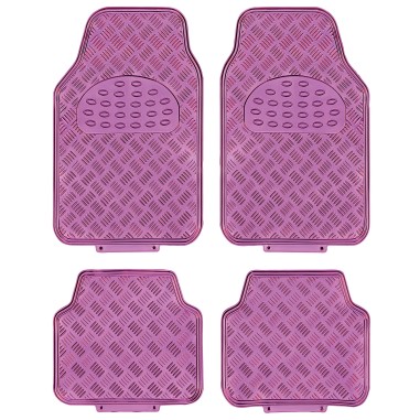 TAPIS CAOUTCHOUC LOOK ALU  ROSE