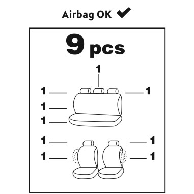 HOUSSE DE SIEGE OM FAN 9 PIECES