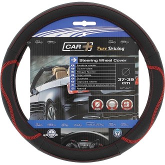 COUVRE VOLANT NOIR SURPIQURE ROUGE