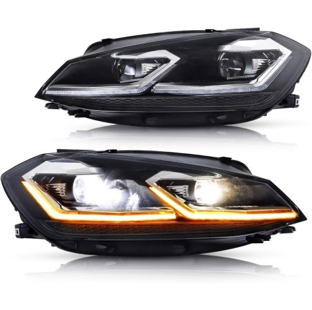 Phares Look-7.5 sur mesure pour Volkswagen Golf VI 2008-2012 - Noir - incl. Feux Dynamiques