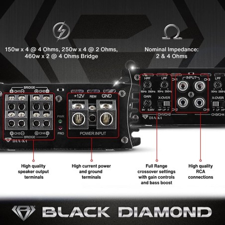 DIA-K4 AMPLIFICATEUR BLACK DIAMOND 4 CANAUX 2000W MAX