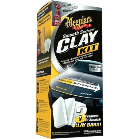 Meguiars Smooth Surface Clay Kit (3x60g Argile/473ml Quik Detailer/1 Linge Supreme Shine)