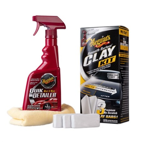 Meguiars Smooth Surface Clay Kit (3x60g Argile/473ml Quik Detailer/1 Linge Supreme Shine)