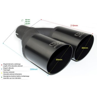 EMBOUT DOUBLE NOIR 80MM ENT 60 RACING 2