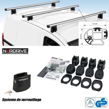 BARRE DE TOIT + FIXATION VW CADDY  KIT 3 BARRES