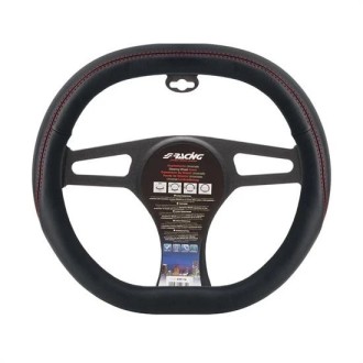 COUVRE VOLANT F ET F ECO CUIR NOIR couture rouge