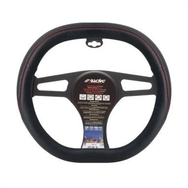 COUVRE VOLANT F ET F ECO CUIR NOIR couture rouge