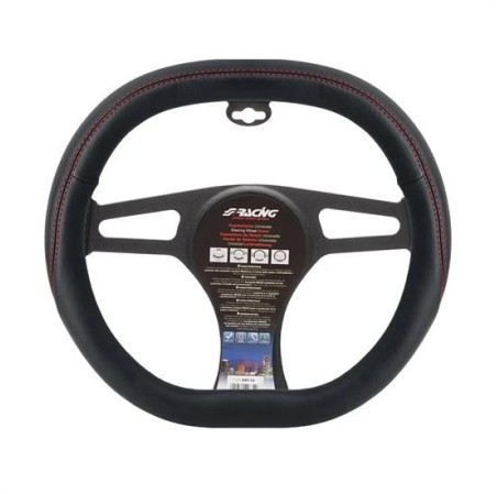 COUVRE VOLANT F ET F ECO CUIR NOIR couture rouge