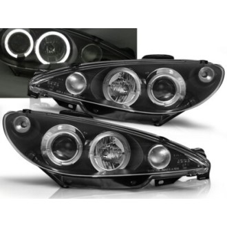 PHARE AVANT ANGELS EYES PEUGEOT 206 H7 FOND NOIR