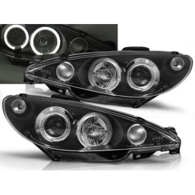 PHARE AVANT ANGELS EYES PEUGEOT 206 H7 FOND NOIR