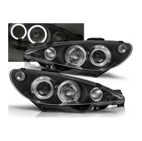 PHARE AVANT ANGELS EYES PEUGEOT 206 H7 FOND NOIR