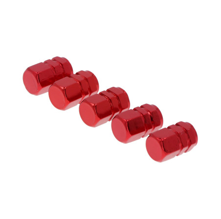 JEU DE 5 CAPUCHONS DE VALVES PISTON UNIVERSEL ROUGE