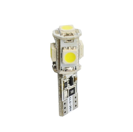 AMPOULES LED X 2 T10 W5W 5LED SMD3528 CANBUS BLANC 12V 2,20W