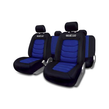JEU DE HOUSSES COMPLET SPARCO NOIR/BLEU 100% POLYESTER