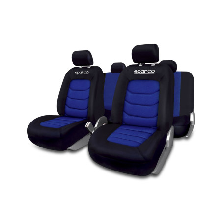 JEU DE HOUSSES COMPLET SPARCO NOIR/BLEU 100% POLYESTER