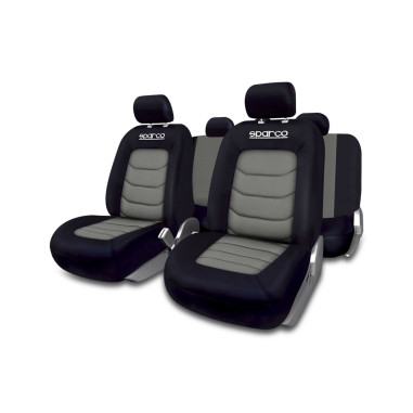 JEU DE HOUSSES COMPLET SPARCO NOIR/GRIS 100% POLYESTER