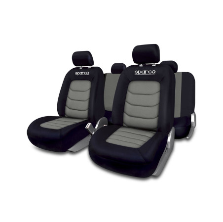 JEU DE HOUSSES COMPLET SPARCO NOIR/GRIS 100% POLYESTER