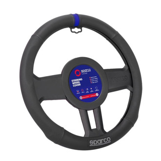 COUVRE VOLANT NOIR AVEC LISERE BLEU SPARCO 2
