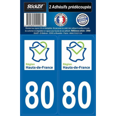 ADHESIFS REGION DEPARTEMENT 80 HAUTS DE FRANCE X2