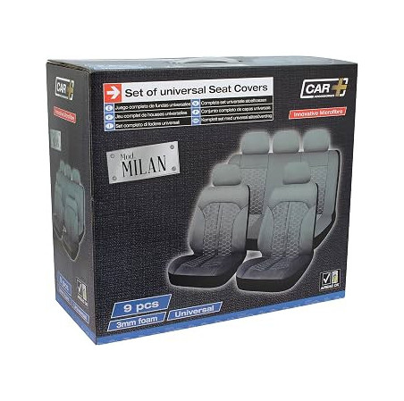 HOUSSE DE SIEGE MILAN 9 PCS NOIR pour 5 places