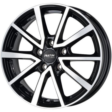 Lot de 4 jantes Platin P95 16x6,5 5x108 – Noir brillant face polie