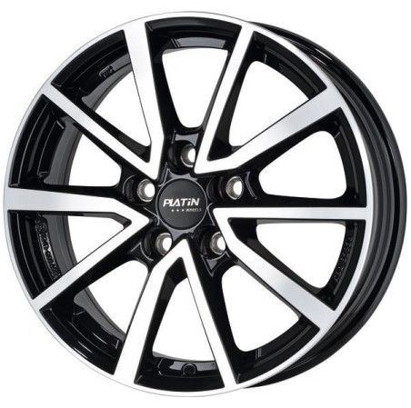 Lot de 4 jantes Platin P95 16x6,5 5x108 – Noir brillant face polie