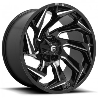Lot de 4 jantes Fuel Off-Road D753 Reaction en 15x8, entraxe à confirmer, déport ET-12, finition noir brillant fraisé. 2