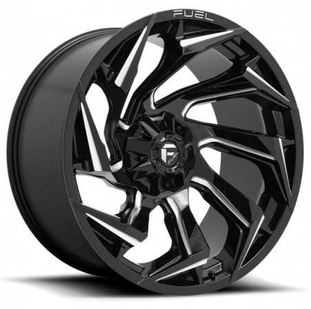 Lot de 4 jantes Fuel Off-Road D753 Reaction en 15x8, entraxe à confirmer, déport ET-12, finition noir brillant fraisé.