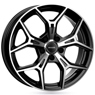 Lot de 4 jantes MAK Epica en 18x7 4X108 ET25, finition noir brillant face polie.
