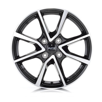 Lot de 4 jantes PLATIN P95 en 16x6,5 4X108 ET32, finition noir brillant face polie.