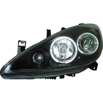 AutoStyle Set de Phares sur mesure pour Peugeot 307 2001-2005 - Noir - incl. anneaux Angel-Eyes