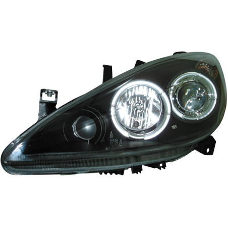 AutoStyle Set de Phares sur mesure pour Peugeot 307 2001-2005 - Noir - incl. anneaux Angel-Eyes