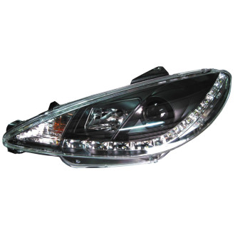 AutoStyle Set de Phares avec aspect Diurnes sur mesure pour Peugeot 206 1998- incl. GTi - Noir
